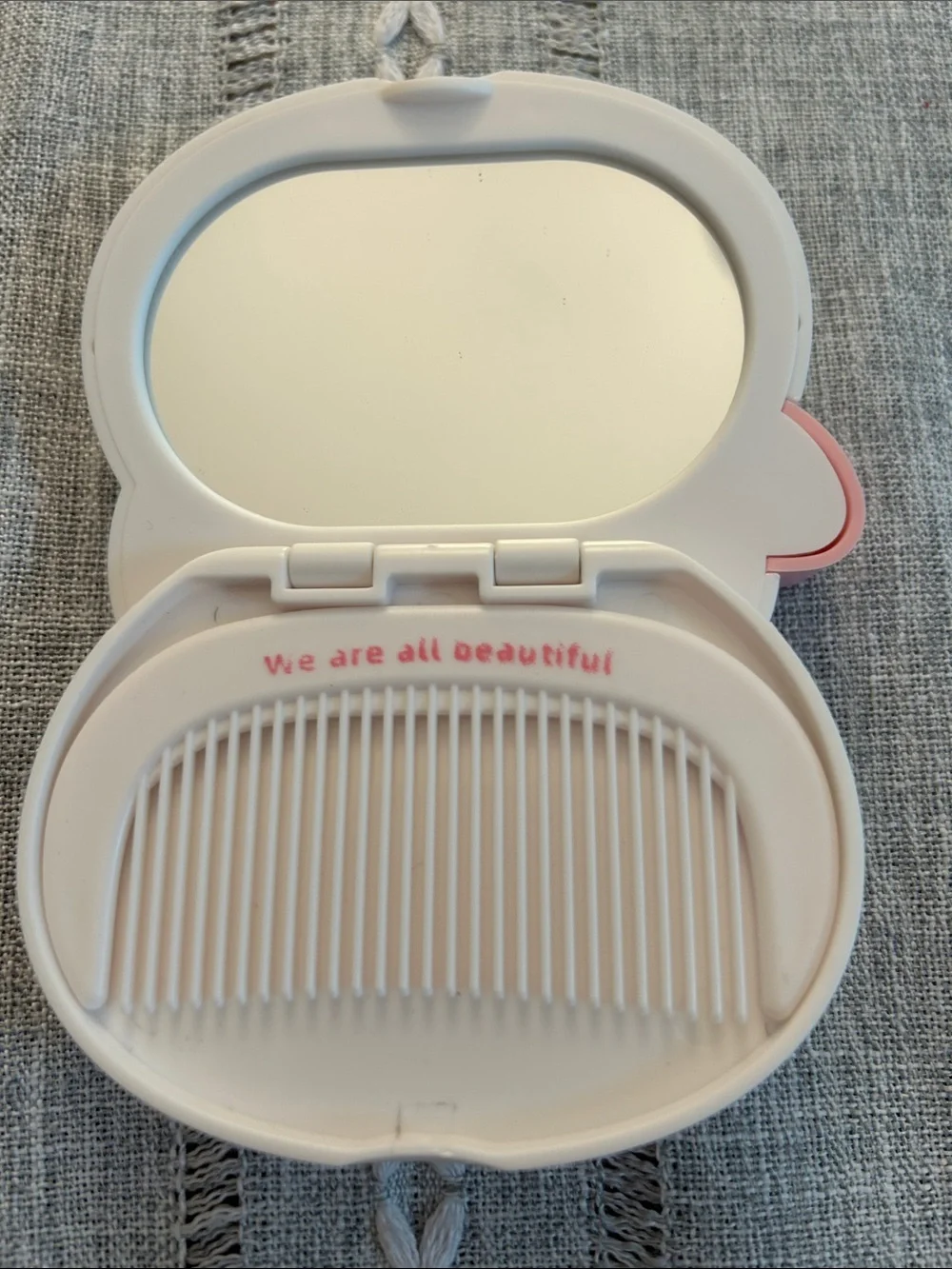 White & Pink Kitty Mirror/Comb Set and ID Holder
